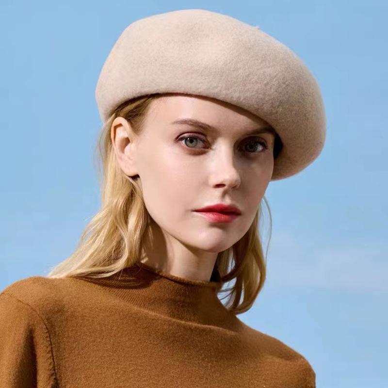 Autumn and Winter New Women's Beret Cashmere Fashion Bud Hat Trendy Versatile Casual Soft Girl Painter Hat