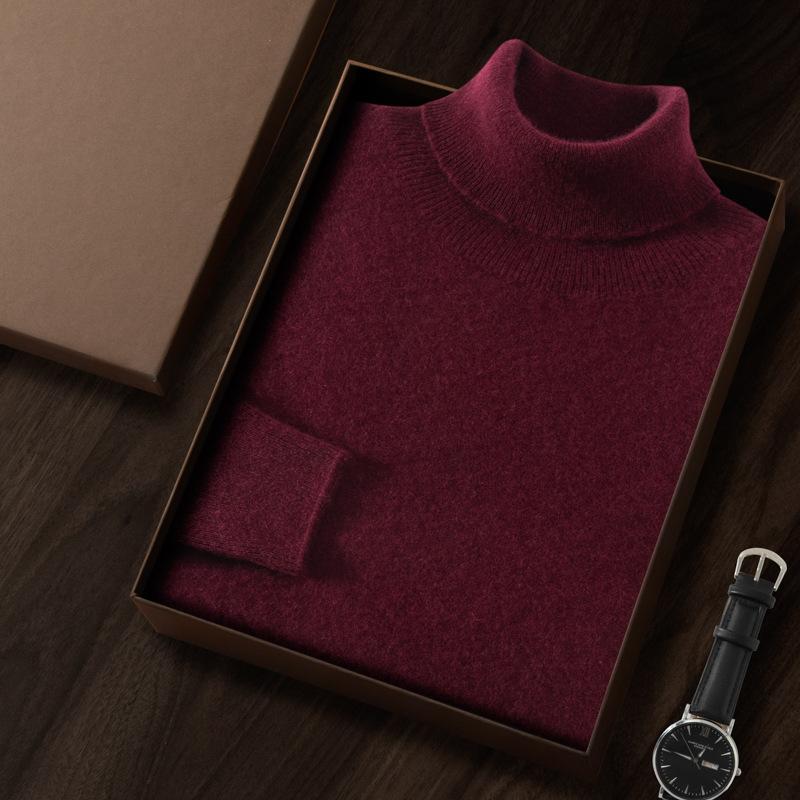 New cashmere sweater men's semi-turtleneck pure cashmere sweater men's loose bottoming cashmere knitted sweater