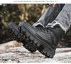 Northeast Herre Svarte Vanntette Sklisikre Høye Snøstøvler - Kuldebestandige, Slitesterke, Fløyelsforede, Bomullssko med Tykk Såle