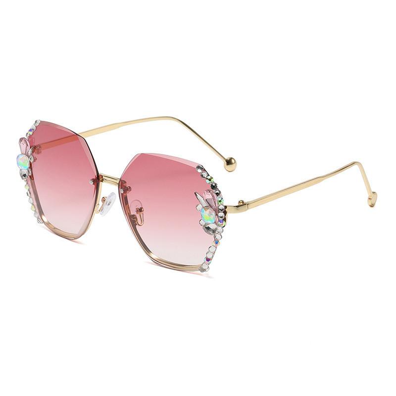 

Chic Gold Metal Frame Uv Protection Multi-faceted Sunglasses For Women StyleG