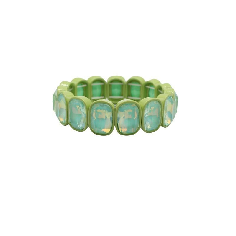 Elegant Geometric Enamel Bracelet With Crystal Accents Women Alloy Fashion Jewelry