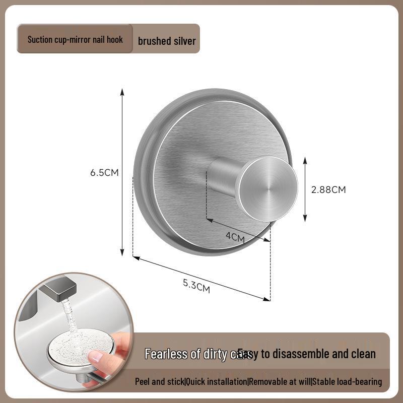 Samolepicí přísavkový háček z nerezové oceli do koupelny, na kolej nebo na dveře – Bez vrtání, silný háček pro uložení batohu/kabátu