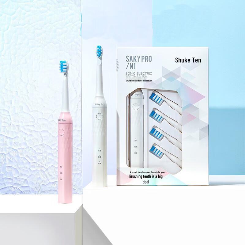 Saky Pro N1 Schall-Elektrische Zahnbürste mit 4 weichen Bürstenköpfen