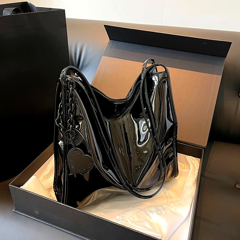 Modische geräumige Tragetaschen für Damen, Neue Leder-Umhängetasche für den Weg zur Arbeit, Einfache und vielseitige Handtasche in Unifarben
