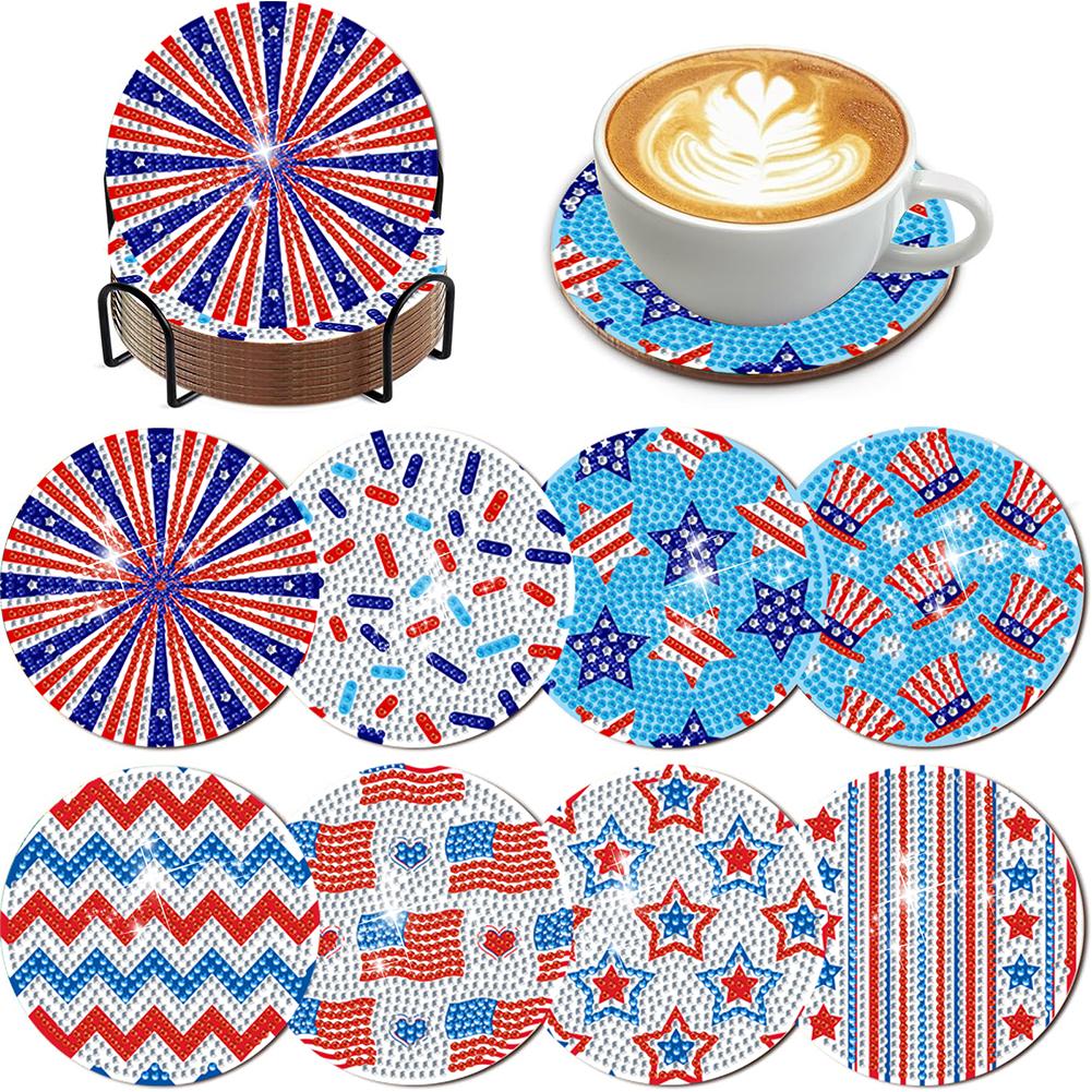 

8Pcs Wooden Mandala Diamond Painting Coasters 5D Diamond Painting Kits DIY Coaster Diamond Dot Kits for Adults Beginners