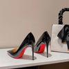 High Heels, Bed Cannon Shoes, Women's Thin Heels, New Black Red Sole 10cm Large Size Pointed Single Shoes In Spring and Autumn