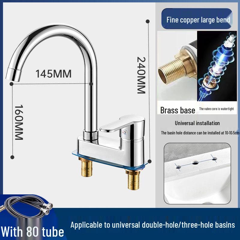 Stainless Steel Rotating Faucet for Kitchen & Wash Basin - Hot & Cold Water Switch