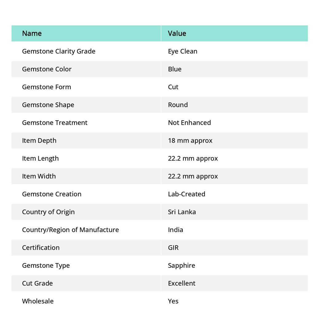 Round Cut Huge Size Lab-Created Teal Sapphire 48.60 Ct Loose Gemstone CERTIFIED S-814