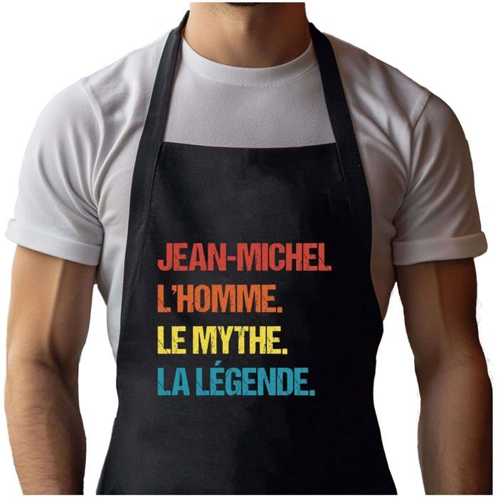 Tablier de cuisine - Jean-Michel Mythe Légende Vintage - Noir - Coton résistant - Impression bretonne