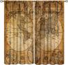 Cortinas de Mapa-Múndi Antigo Mapa do Velho Mundo Retro Vintage Nostálgico Estampa Artística Cortina com Bolso para Barra para Quarto Sala de Estar Casa