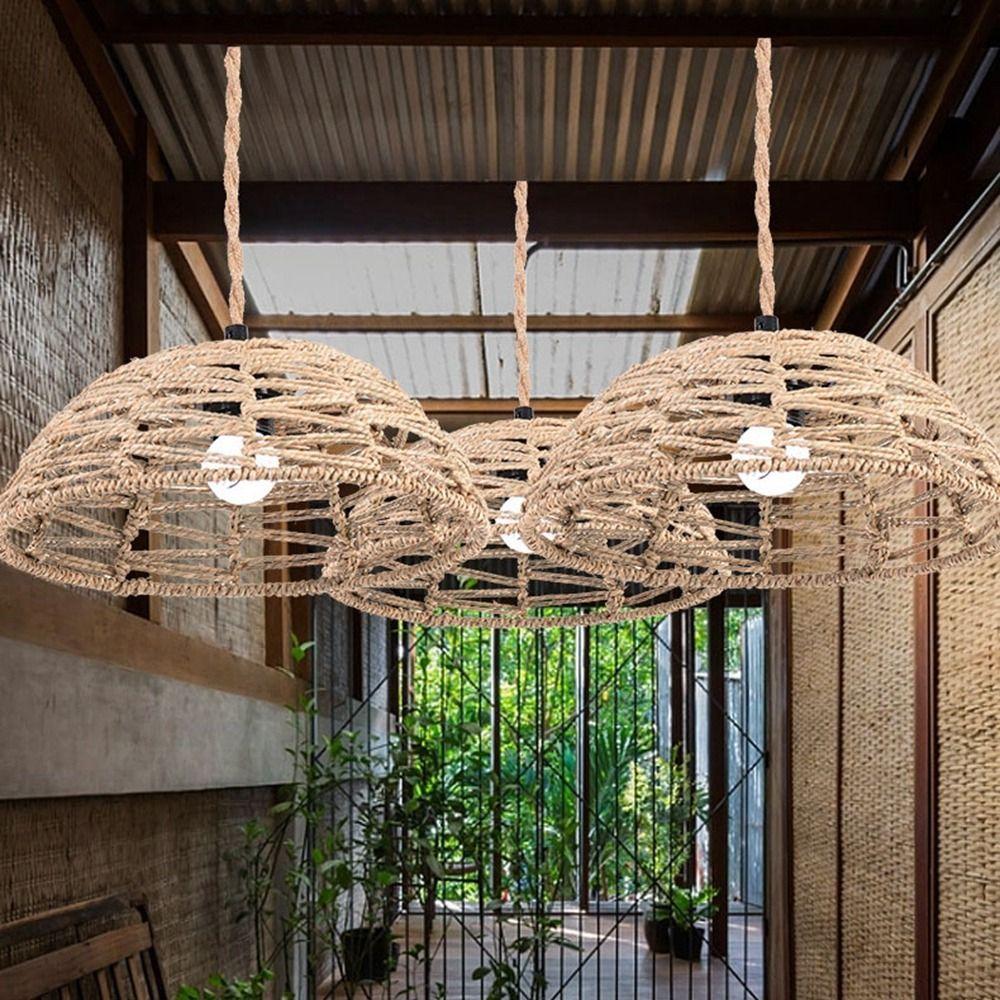 Hand Weaved Rattan Lamp Shade Easy to Install Chandelier Lamp Accessories  Restaurant