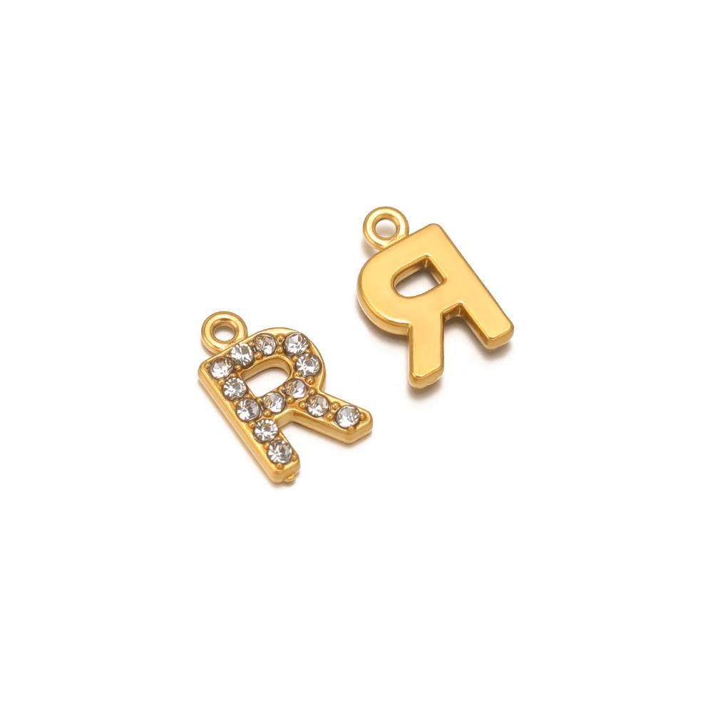 5pcs Stainless Steel Gold Rhinestone Letters Charms DIY Women Girl Alphabet Necklace Pendants Jewelry Bracelet Earrings Making