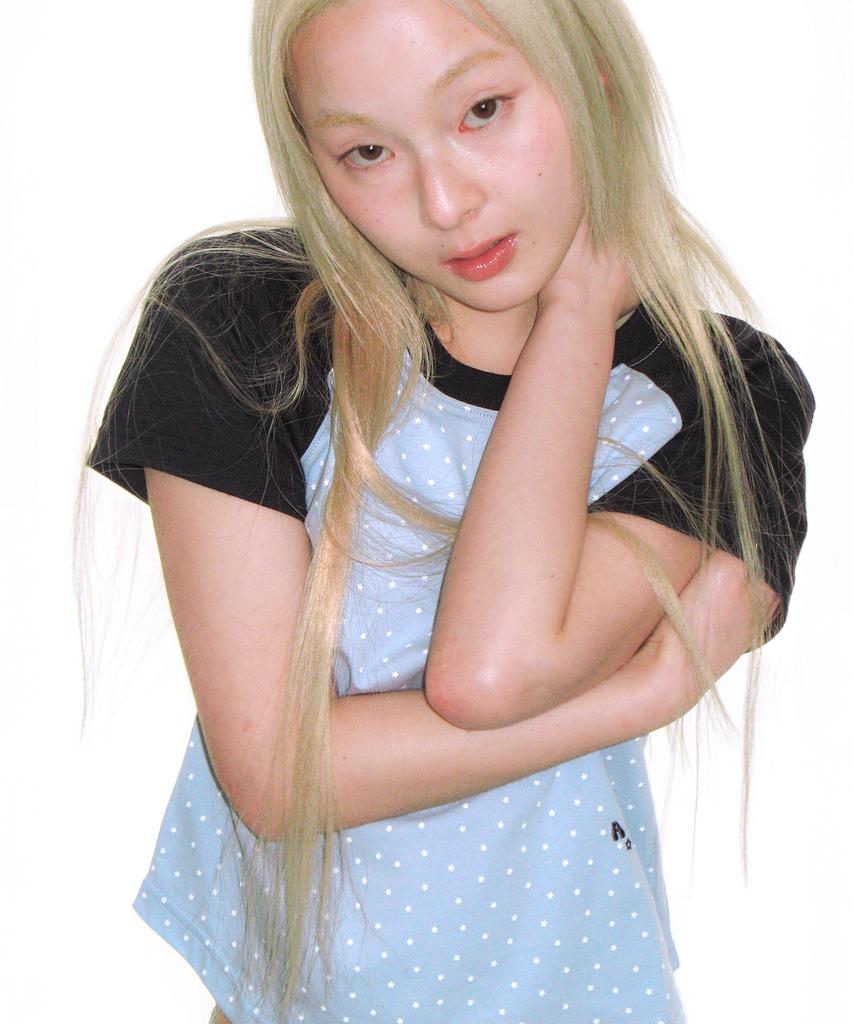 AMES-WORLDWIDE Twinkle Raglan Crop Tee Blue