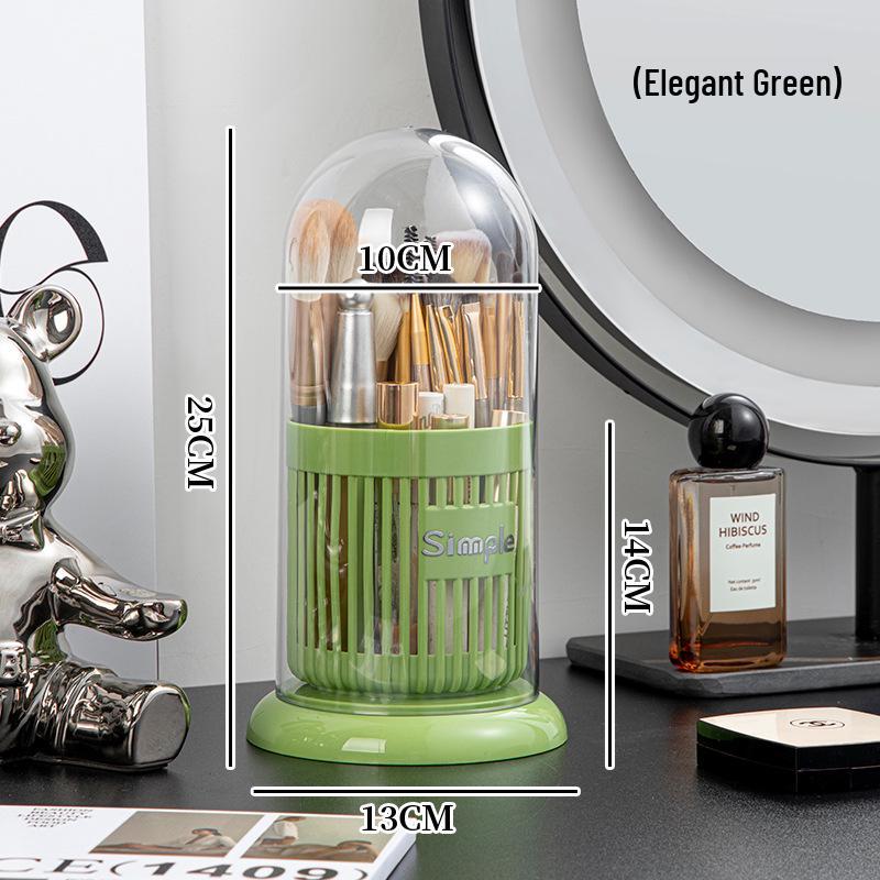 Rotating Makeup Storage Tube: Dustproof Vanity Organizer with Lid for Lipstick, Eyeshadow Brushes & Eyebrow Pencils