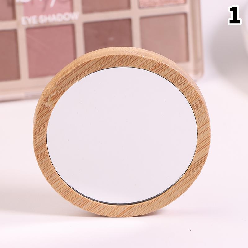 Compact Wooden Handheld Makeup Mirror – Portable Round Beauty Mirror for Personal Use