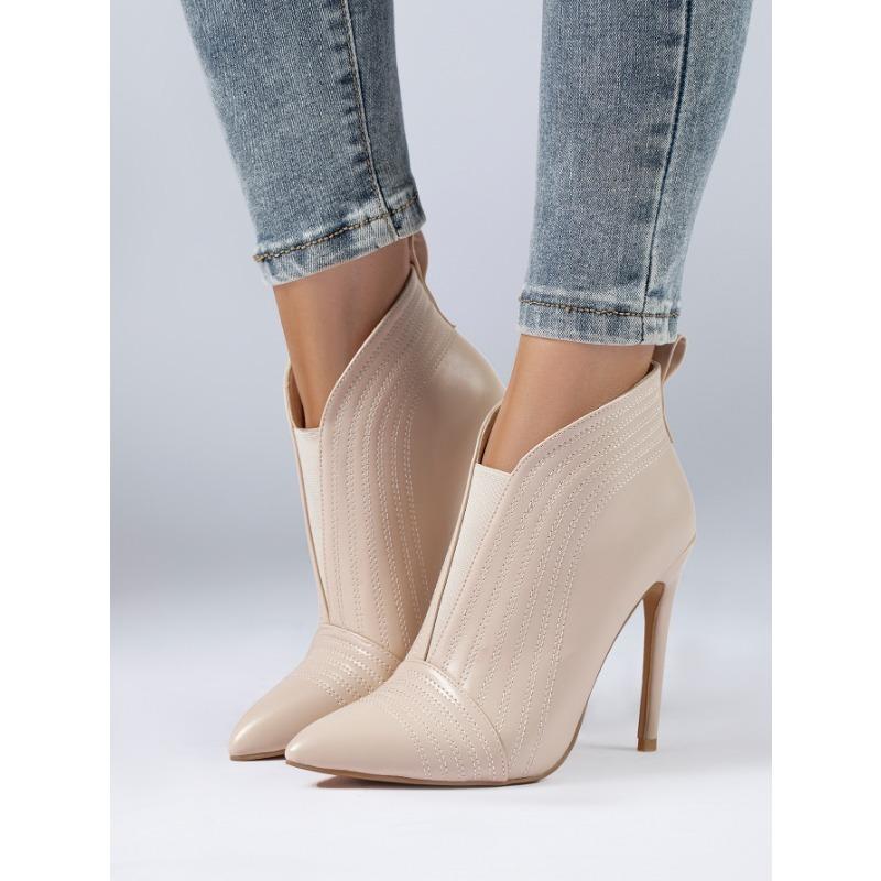 Fashion Stiletto High Heel Naked Boots Pointed Toe Single Shoes Spring and Autumn Short Tubes Boots for Women