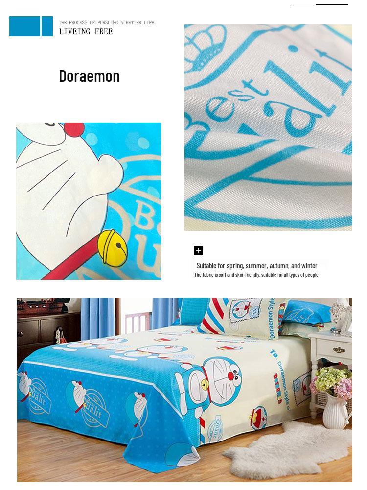 Flannel Cartoon Bed Sheet for Student Dormitory - Single/Double Bed, Free Shipping