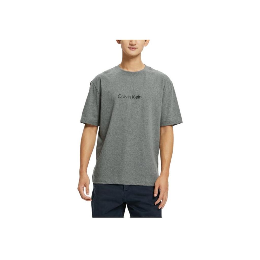 Calvin Klein Casual Versatile Round Neck Printed Loose Short Sleeve T-Shirt Men Tops Gray 40HM228-060