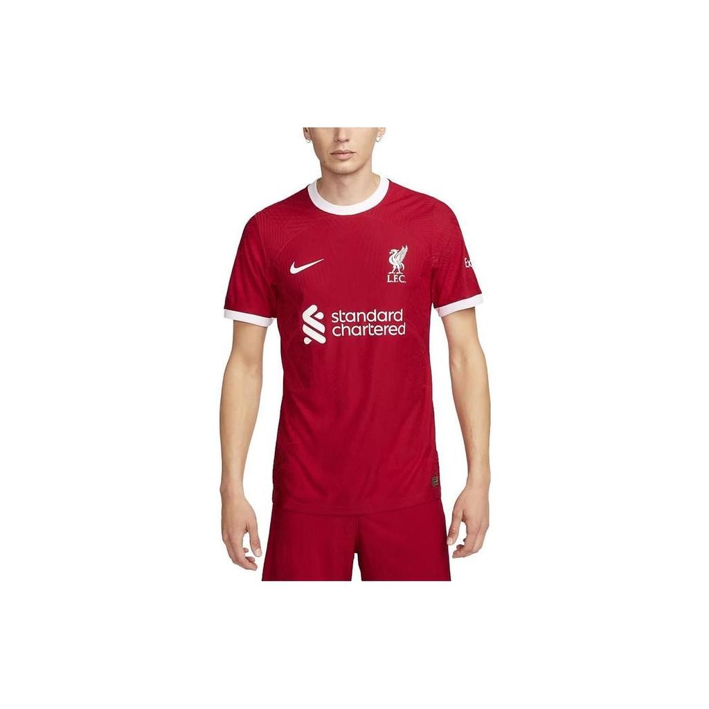 Nike Liverpool Saison 2023/24 Heim Spielerversion Wellenmuster Logo Rundhals Fußballtrikot Herren Tops Rot Weiß DX2618-688