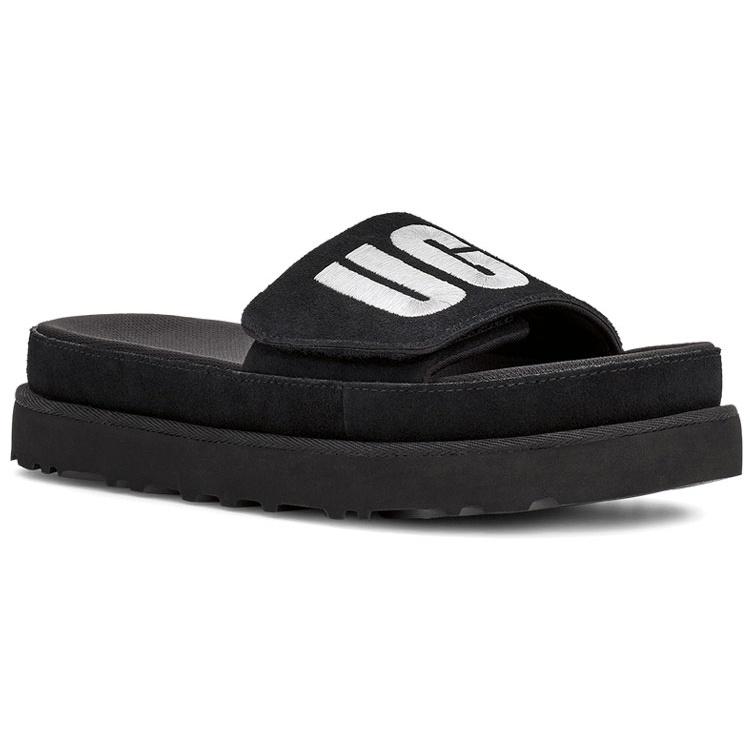 (WMNS) UGG Laton Slide Black Silver Slippers 'Black Silver' Women's 1110110-BSVR