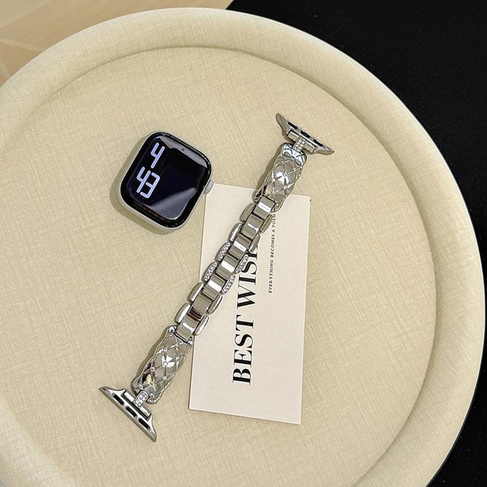 

Luxury Diamond Pattern Bacelet Band For Apple Watch Series S11/10/9/8/7/6/SE/Ultra Copper Strap iWatch 49/46/45/44/42/41/40/38mm 38 40 41(S11 10)42MM
