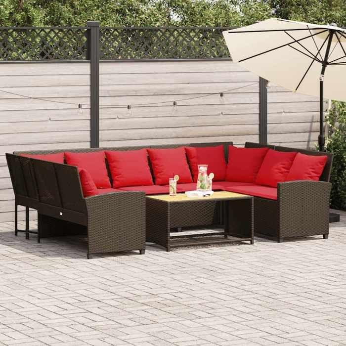 VidaXL Garden Sofa with Brown Wicker Cushions, Outdoor Sofa, Garden Seat, New Garden Sofa 3365336