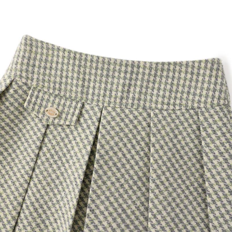 ELLE KIDS Girls' Houndstooth Pleated High-Waist Skirt