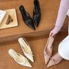 4 cm is here, so beautiful!! Nude pointed bow light mouth high heels women's spring empty sandals