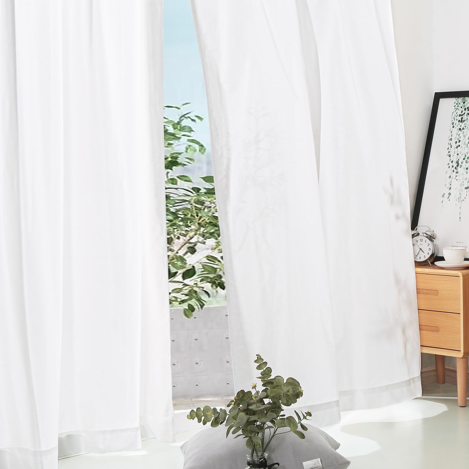 

Gemarwel Mirror Lace Curtains and Over UV High 176cm 100cm Grade Set of Heat UV and Insulated for Perfect for Living and Washable and Machine Washable