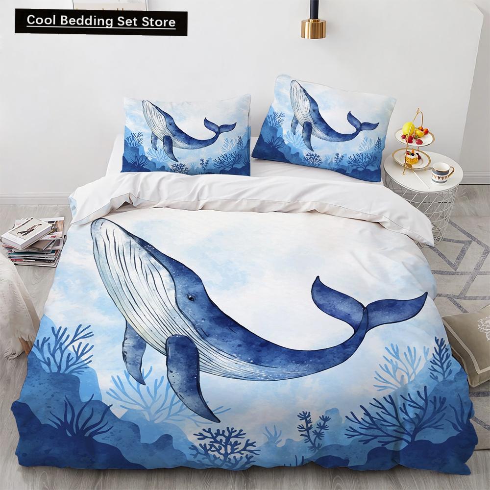 3D Octopus Duvet Cover King Queen Size Cute Cartoon Ocean Animal Bedding Set for Kids Teens Sealife 2/3pcs Polyester Quilt Cover