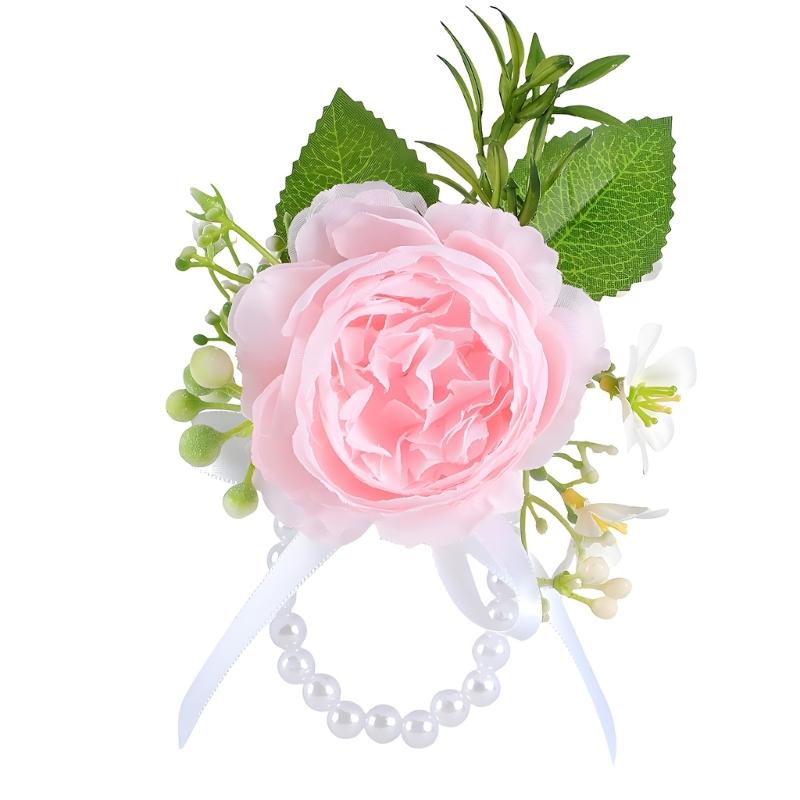 Simulated Rose Wrist Corsage Artificial Rose Wedding Boutonniere for Groom Bridesmaid Wedding Bridal Showers Proms