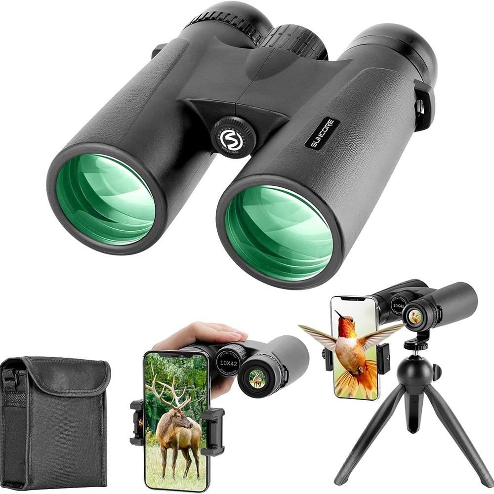 10x42 Binoculars for Adults with Phone Adapter High Definition & High Magnification with BAK4 Prism for Outdoor Observation