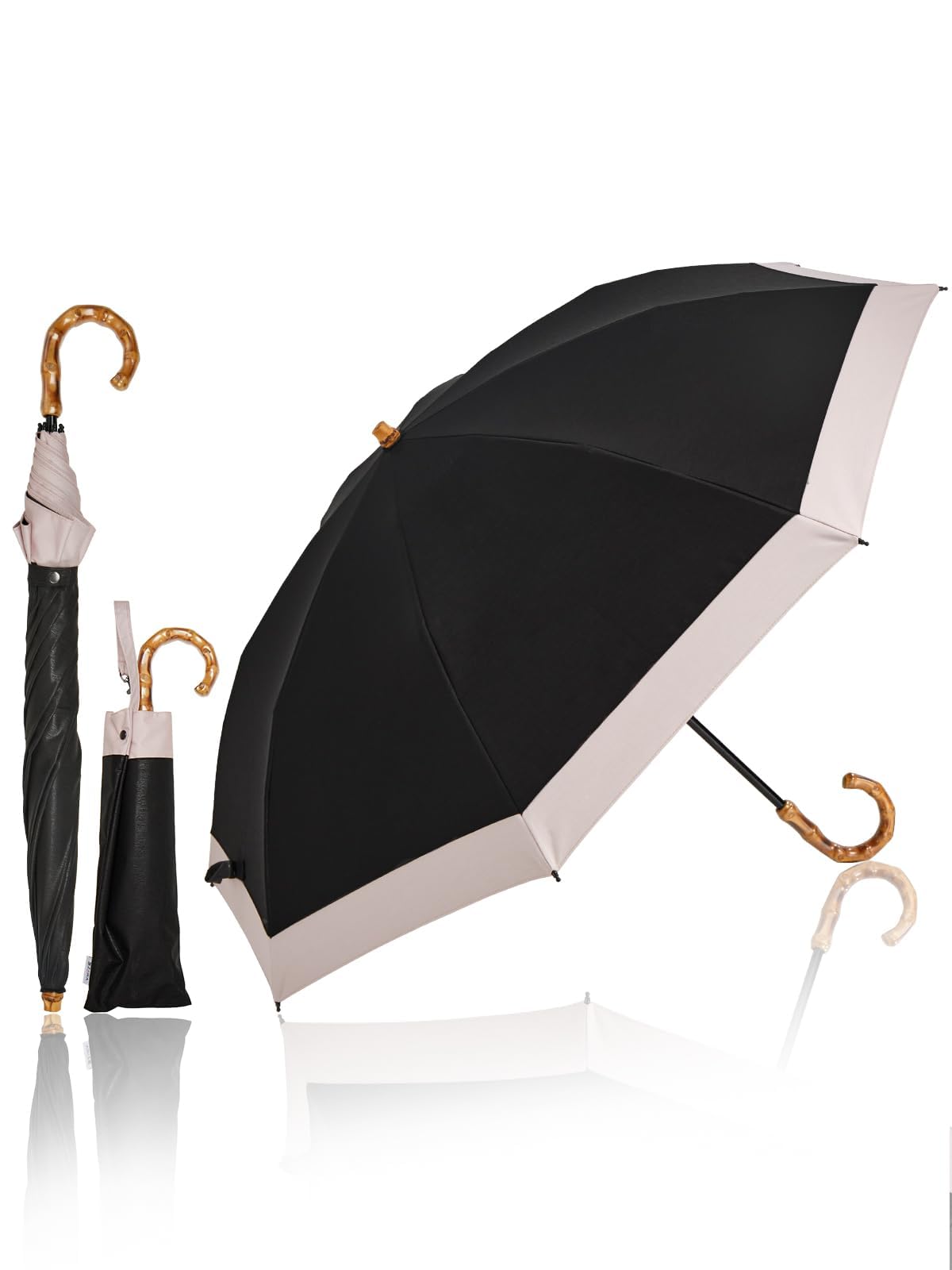 

KIZAWA Складной шелковистый глянцевый реверсивный длинный легкий полностью теплоотражающий зонт от солнца, двухслойный, тканевый, складной, зонт, 100% блокировка, складной, затемняющий,