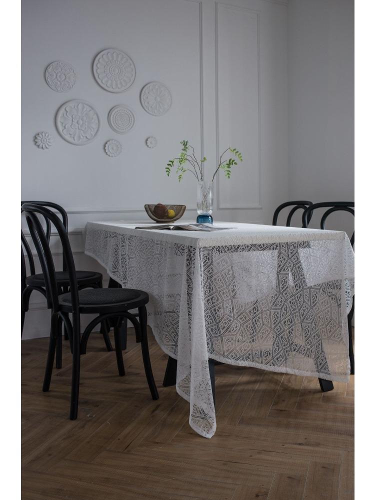 Modern Lace Tablecloth Hollow Decorative Cover Cloth Napkin Coffee Table Village White Jacquard Photo Background Cloth