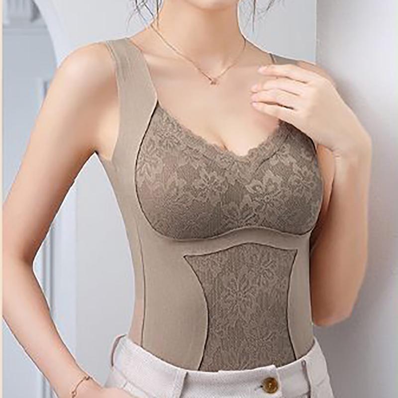 1pcs Woman Thermal Underwear Thermo Lingerie Winter Soft Warm Top Wear Thermo Vest Undershirt Intimate Lace with Bra Padded