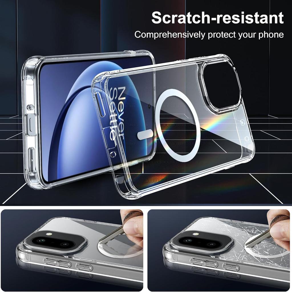 Shockproof TPU+PC Wireless Charging Magnetic Case For OnePlus 15R OnePlus15R 5G Clear Back Cover Phone Case