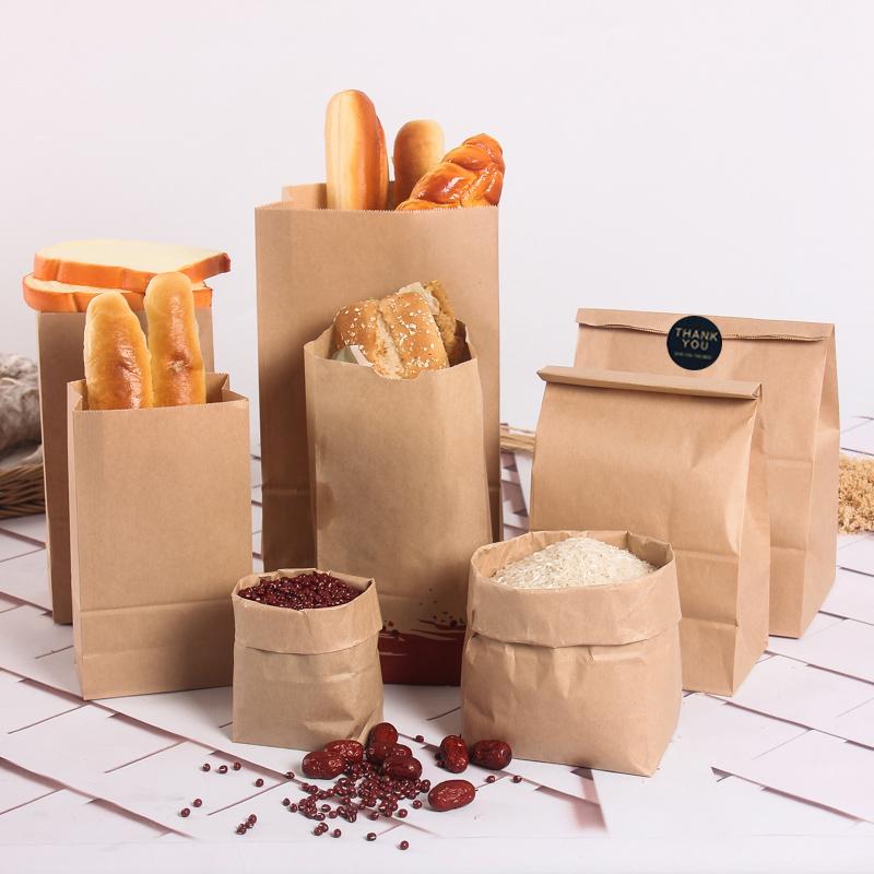 10Pcs Brown Bakery Bags Kraft Paper Bags for Cookie, Sandwich, Bread, Dried Foods & Snack -Takeout Bags, Party Wedding Supplies