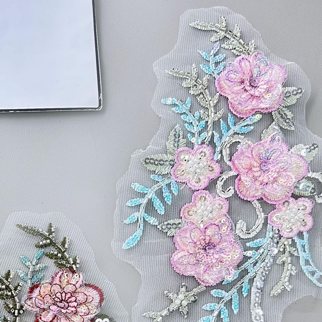 Retro Sequined Bead Embroidery Cloth Sticker Three-Dimensional Flower Decoration Sweater Shirt Cheongsam Jewelry Accessories Clothing Accessories
