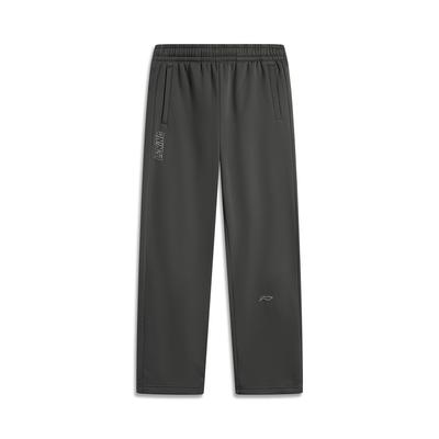 Li Ning Sports Lifestyle Series Letter Mid Waist Comfortable Breathable Fleece Straight Leg Knitted Sports Pants Men Pants Dark-Gray AKLU955-3