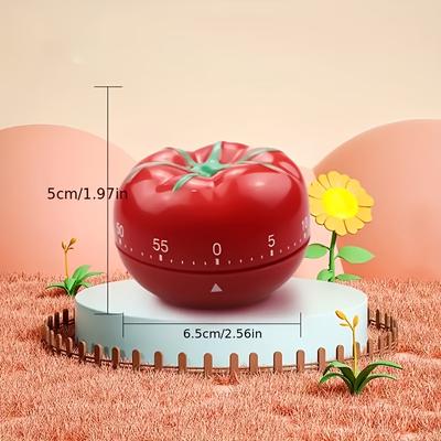 Tomato Mechanical Kitchen Timer - Durable Plastic Countdown Cooking Reminder Alarm Clock, No Electricity Required, Kitchen Tools