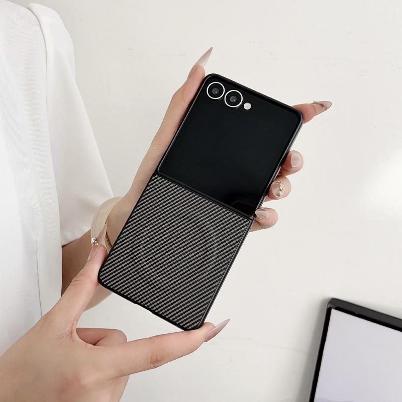 For Magsafe Magnetic Wireless Charging New Luxury Solid Color Carbon Fiber Bumper Phone Case For Samsung Galaxy Z Flip 7 6 5 4 3