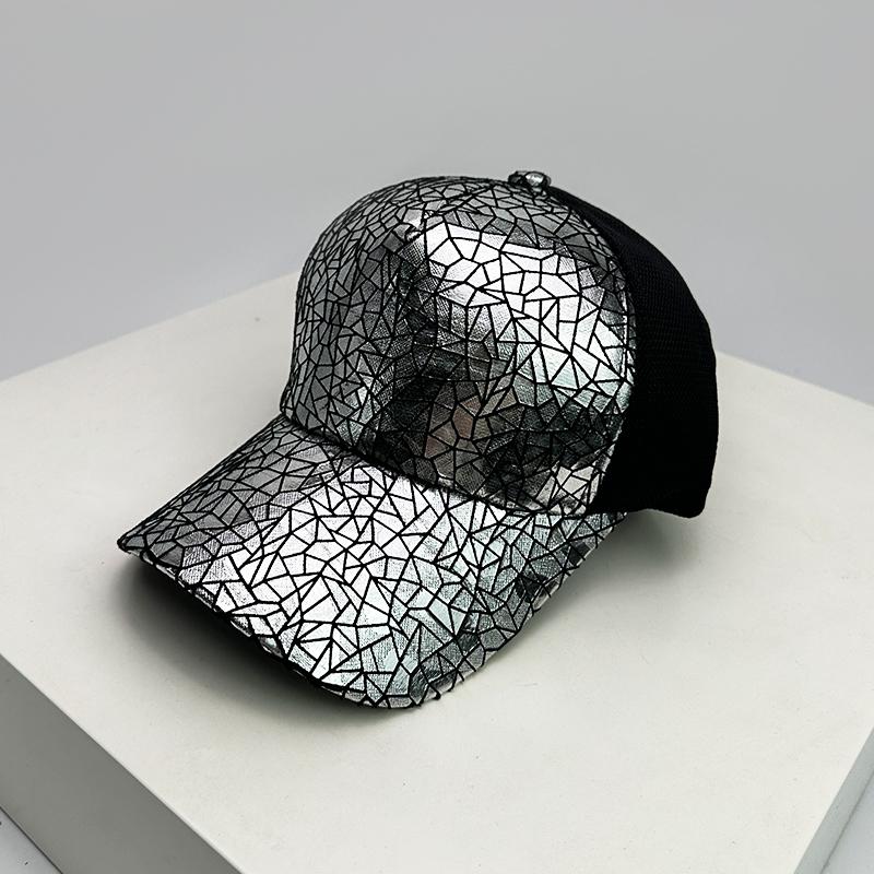 New Unisex Irregular Pattern Sequin Versatile Fashion Retro Baseball Hats Travel Breathable Personal Sunshade Outdoor Mesh Caps