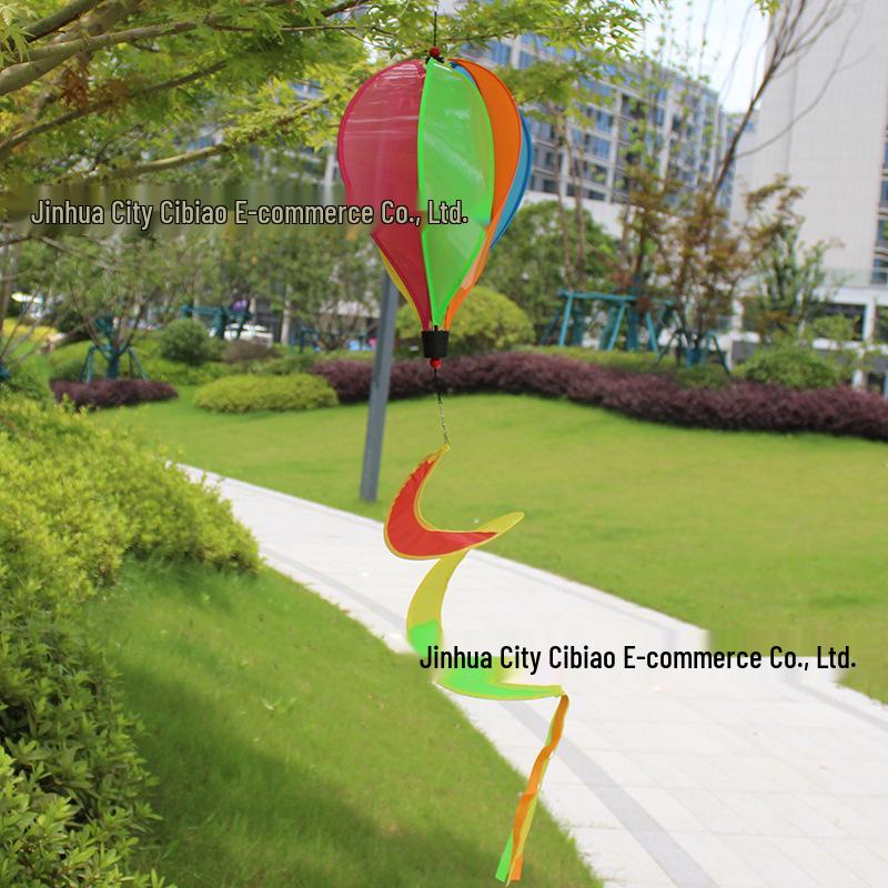 Rainbow Hot Air Balloon Garden Wind Spinner Ornament