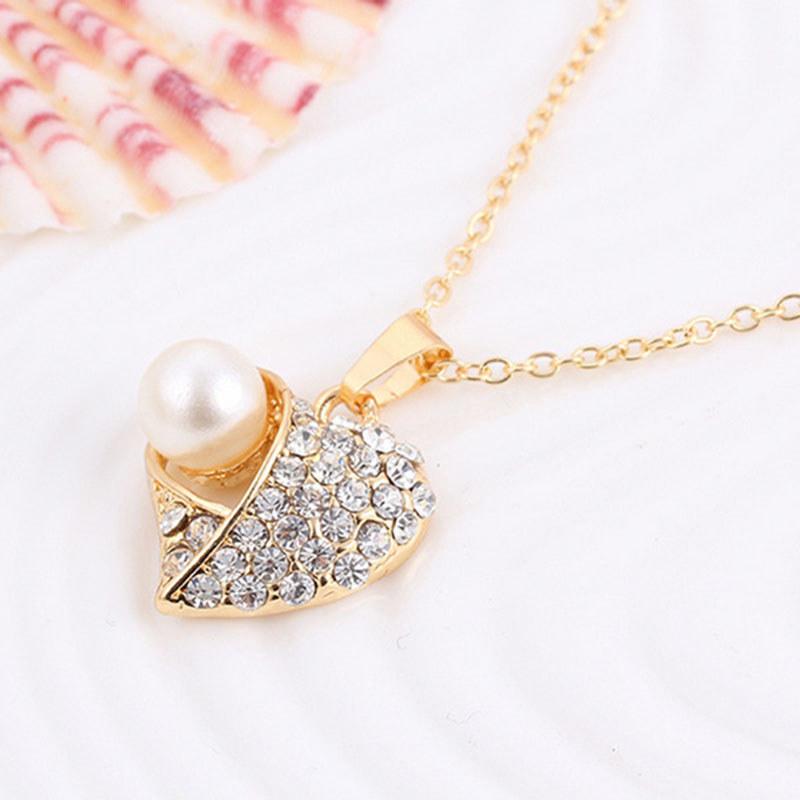 Minimalist Jewelry Set With Artificial Pearls And Water Drop Crystals For Women