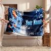 Erling Haaland Personalized Fleece Blanket With Football Logo, Custom Name Text Soft Warm Home Throw Blanket