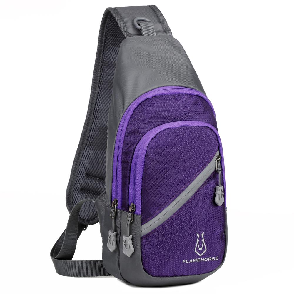 Crossbody Sling Bag Ultra-Lightweight Water Resistance Nylon Chest Shoulder Bag With Earphone Hole For Men And Women