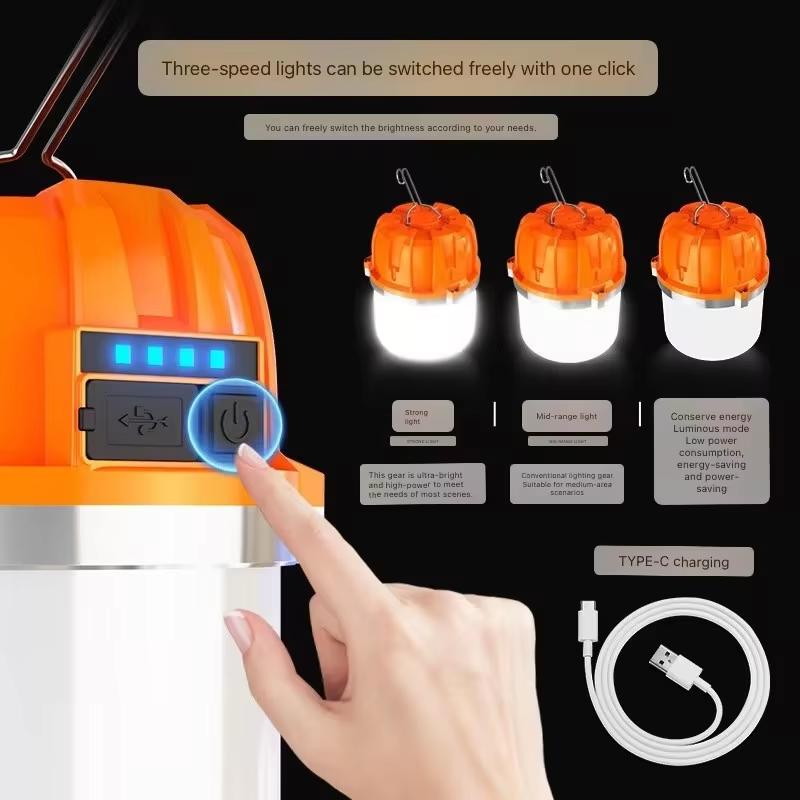HOMEFISH Camp Lamp, Outdoor Tent Light, Portable Lantern, Multifunctional Emergency Light, Battery Powered (Without Batteries )