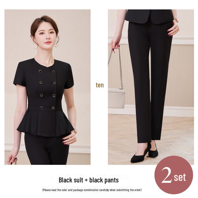 Gray Women's High-End Professional Short-Sleeve Two-Piece Summer Workwear
