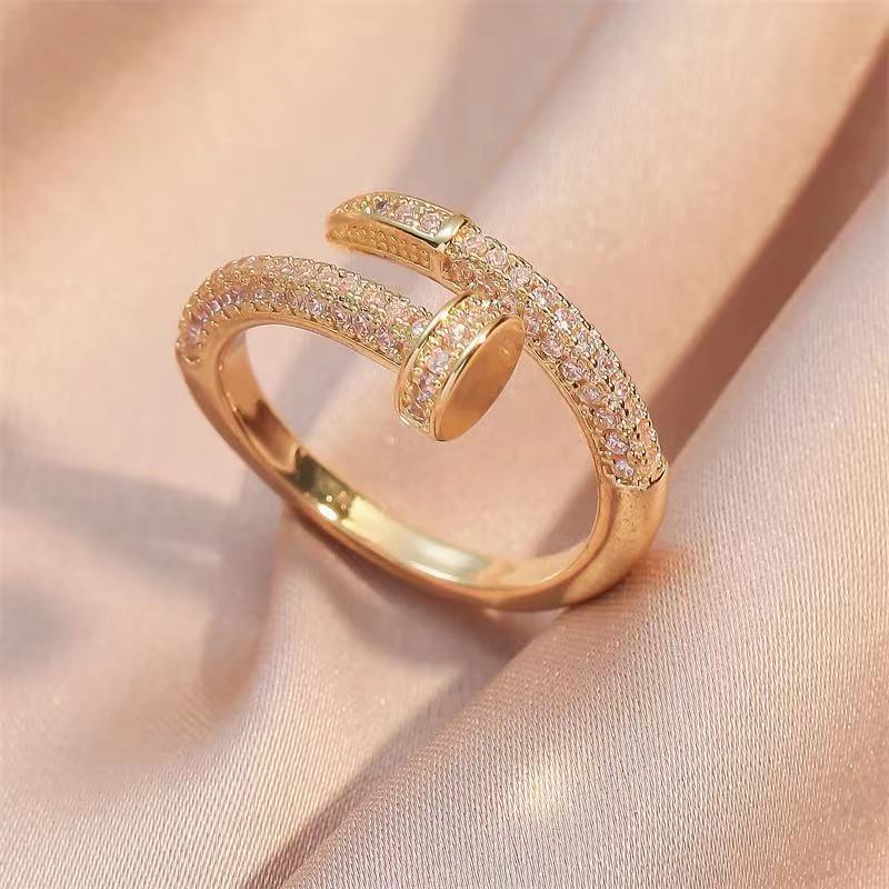 Koreanischer Punk Zirkonia verstellbarer Ring für Damen Büro Party Freunde Geschenke Schmuck Zubehör resizable beige