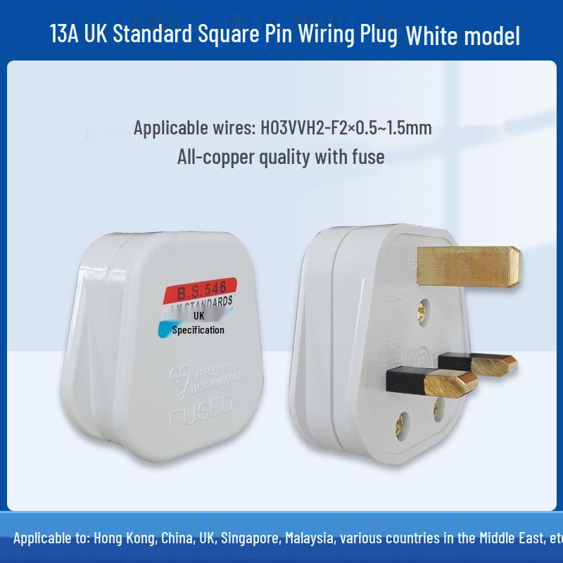 13A UK Standard Three-Pin Plug with British Fuse (Hong Kong Version)